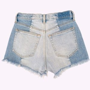 Abercrombie & Fitch High Rise Mom Shorts Two Tone 5 Pocket Zip Raw Hem Size 26